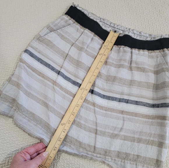 LOFT Tan Black Neutrals Striped 100% Linen Skirt Size Small - Picture 6 of 12